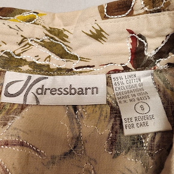 Vintage Safari Zebra Short Sleeve Button Down Linen Shirt S - Picture 10 of 11